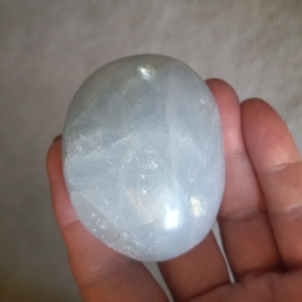 Natural Blue Celestite Crystal Palmstone.